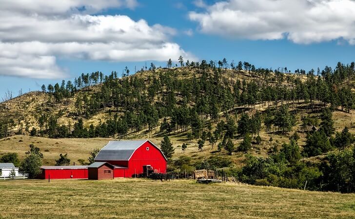 Red house in a ranch property