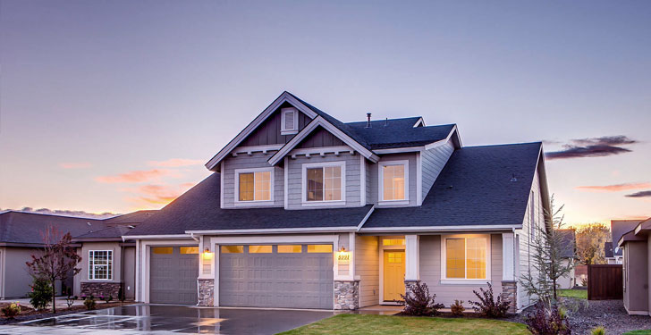 colorado home with colorful blue gold sunset sky after rain